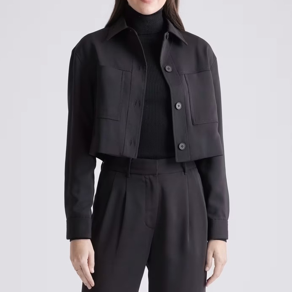 Quince Stretch Crepe Cropped Jacket size S